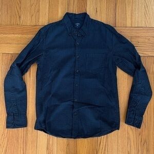 JCrew Factory Blue Stripe Crinkle Long Sleeve Button Down Shirt Medium